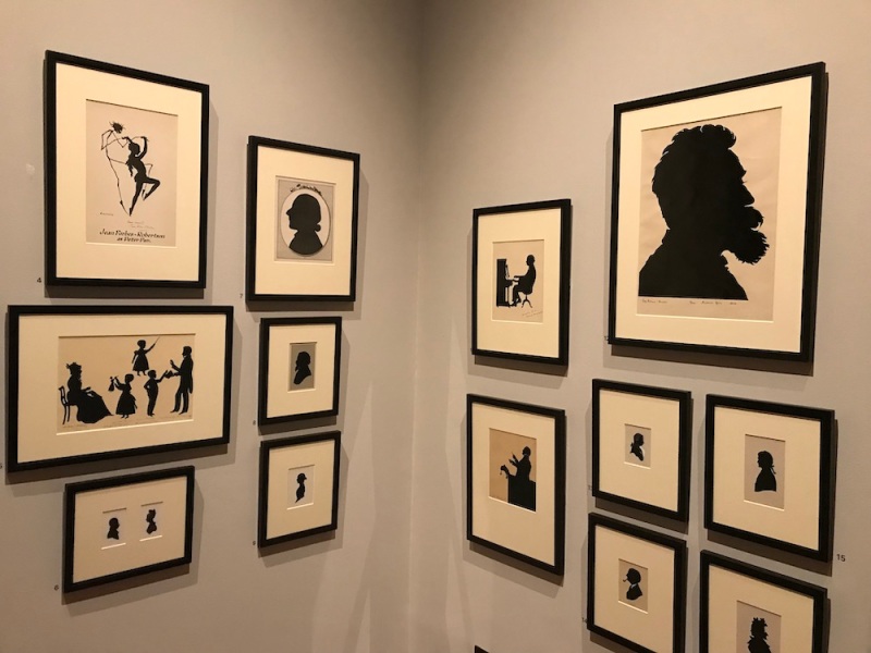 Photo of a display of silhouette pictures at the National Portrait Gallery